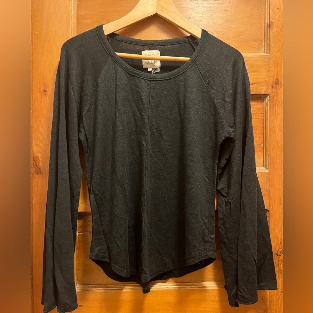 Chaser Linen Stretch Top Bell Statement Sleeves Raglan Shirt Rare Tee Flare Star